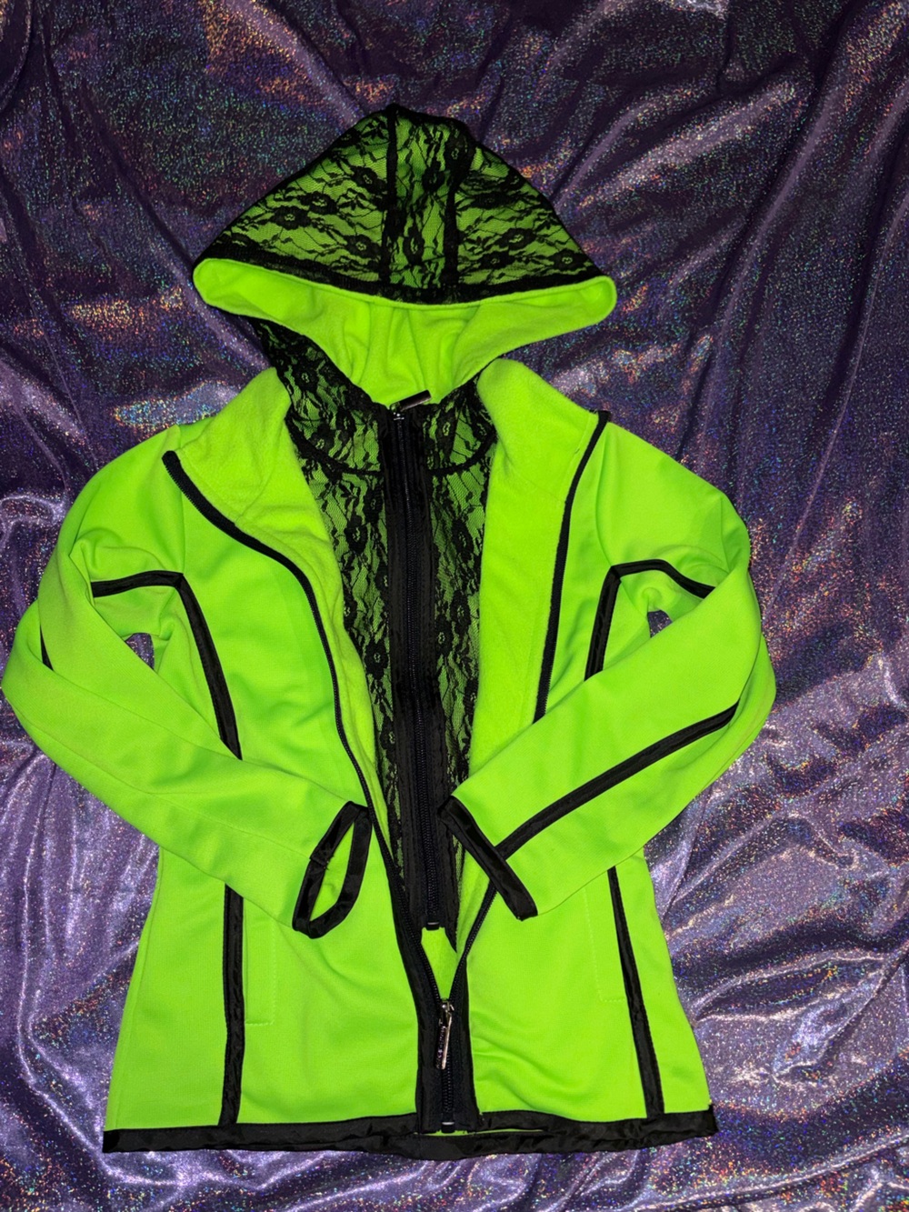 Girls Lime Green Lace New Balance Zip Up Hoodie